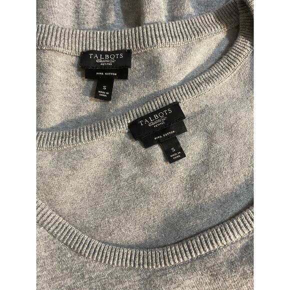 TALBOTS PETITES Pima Cotton Gray Tank & Cardigan Set SMALL Staple CLASSIC Preppy - Picture 5 of 6